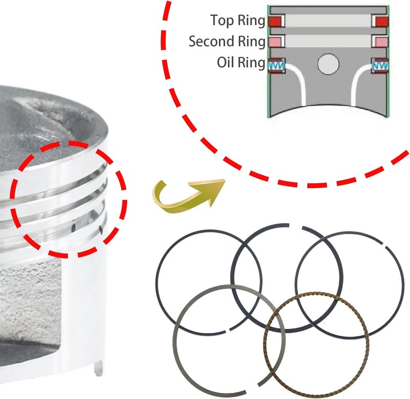 New Olym 61mm/2.40" GY6 170CC 172CC Piston Rings Kit Assembly for 172cc Chinese Scooter Moped ATV Go Kart 4-Stroke GY6 Engine - Image 4